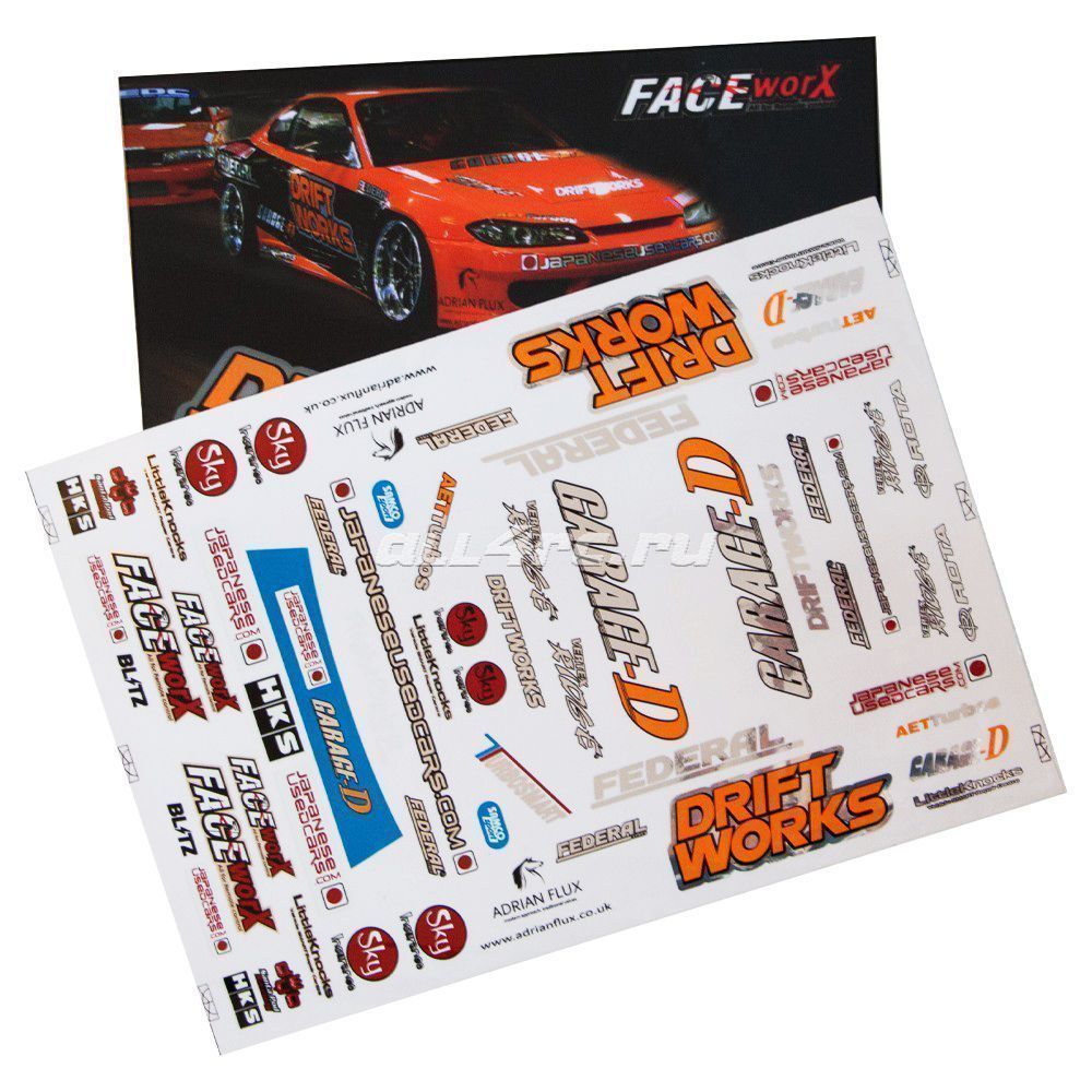 all4rc.ru / 1/10 RC Drift Works Garage-D Nissan S15 Silvia RC Car Body  Decals / #SWS-3329112/